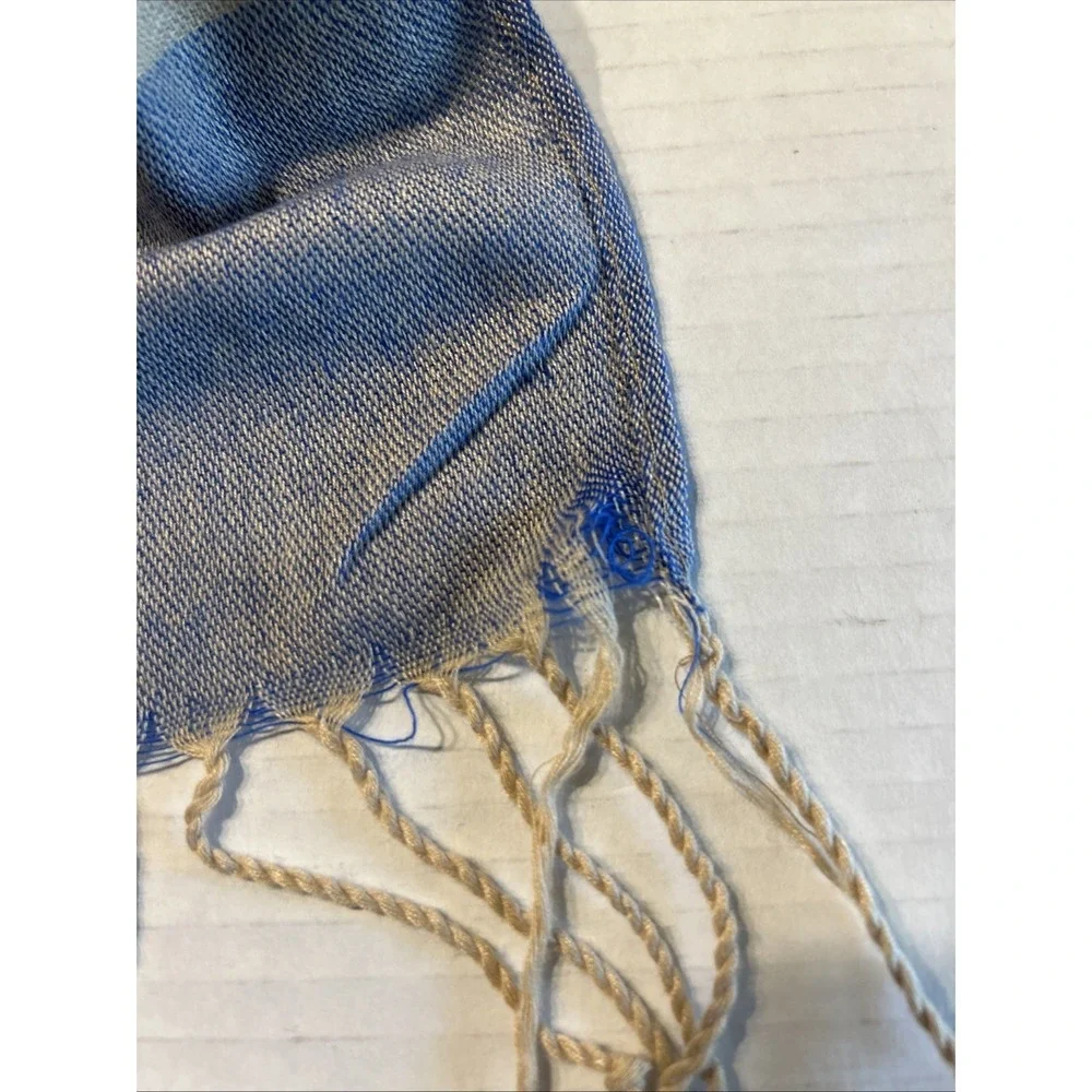 Pashmina Scarf Wrap Shawl 100% Cashmere Blue Paisley 27